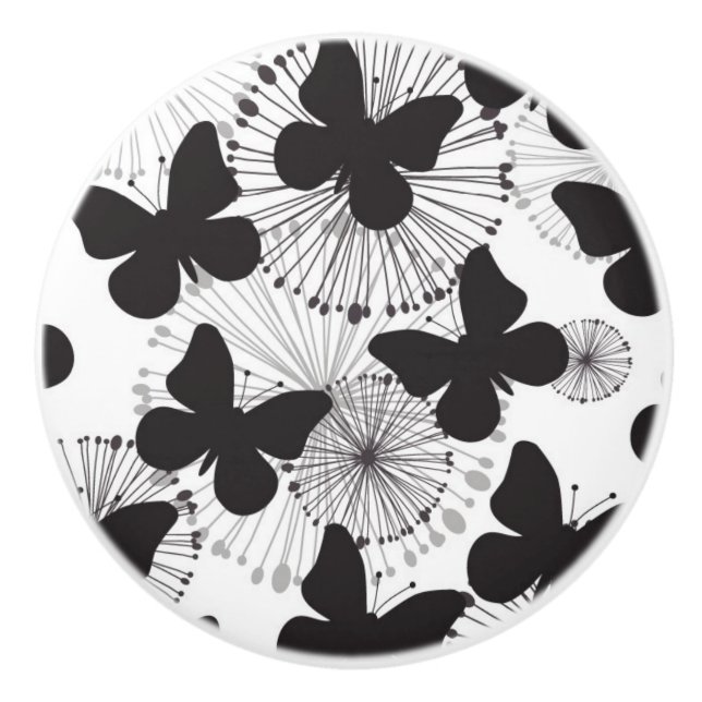 Bouton De Porte En Céramique motif d'un papillon (Devant)