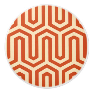 Bouton De Porte En Céramique Motif égyptien Déco - corail orange