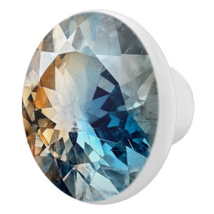 Bouton De Porte En Céramique Motif en cristal bleu Jaune Topaz