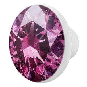 Bouton De Porte En Céramique Motif en cristal d'épine rose profonde