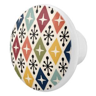 Bouton De Porte En Céramique Motif en étoile éclatée rétro moderne du milieu du