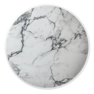 Bouton De Porte En Céramique Motif en marbre gris blanc
