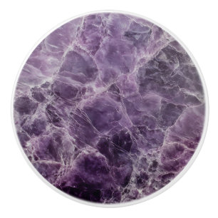 Bouton De Porte En Céramique Motif en marbre violet foncé