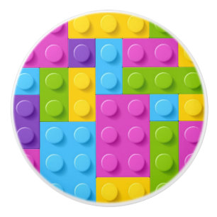 Bouton De Porte En Céramique Motif en plastique de blocs de construction