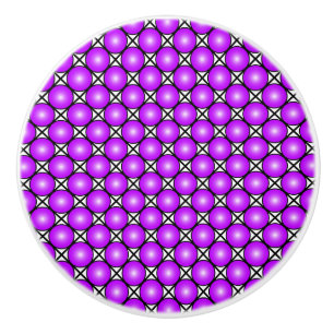 Bouton De Porte En Céramique Motif en treillis noir et blanc à points roses Mag