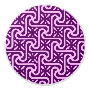 Bouton De Porte En Céramique Motif en tuiles égyptiennes, améthyste et orchidée