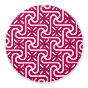 Bouton De Porte En Céramique Motif en tuiles égyptiennes, bordeaux et rose