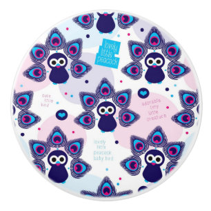 Bouton De Porte En Céramique motif exotique de paon de l'Inde