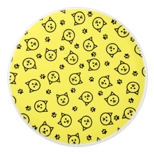 Bouton De Porte En Céramique Motif fait sur commande de Kitty de couleur