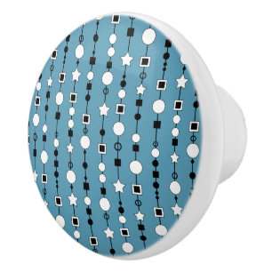 Bouton De Porte En Céramique Motif festif avec perles enfilées et étoile de bij
