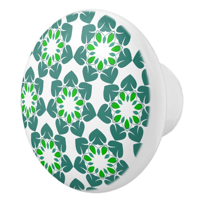 Bouton De Porte En Céramique Motif Feuille, Motif De Feuilles, Feuilles Verts (Droite)