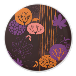 Bouton De Porte En Céramique Motif floral 2 2