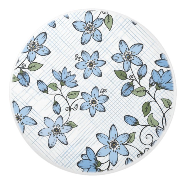 Bouton De Porte En Céramique Motif floral 2 3 (Devant)