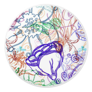 Bouton De Porte En Céramique Motif floral 5