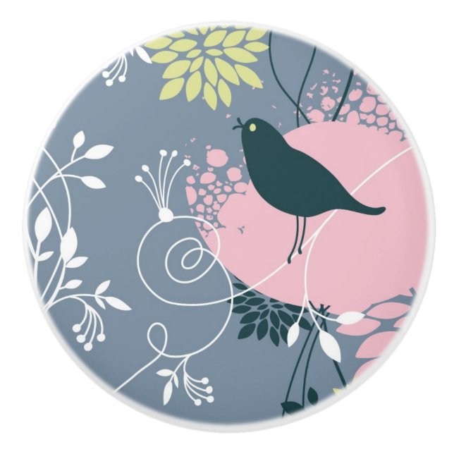 Bouton De Porte En Céramique Motif floral 7 (Devant)