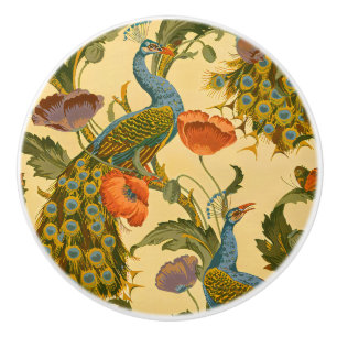 Bouton De Porte En Céramique Motif floral Art nouveau vintage paon pavot