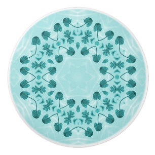Bouton De Porte En Céramique Motif floral, bleu Turquoise