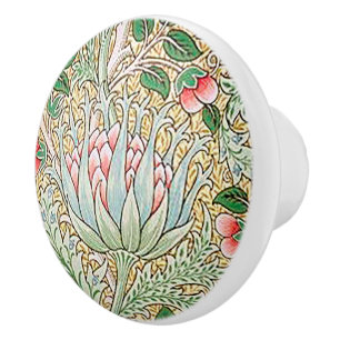 Bouton De Porte En Céramique Motif floral d'artichaut vintage de William Morris