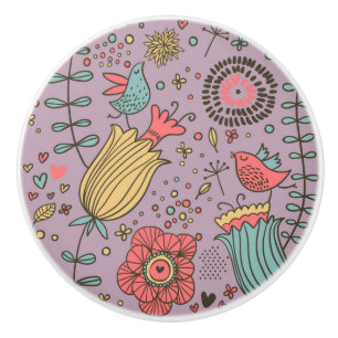 Bouton De Porte En Céramique Motif floral élégant avec des fleurs