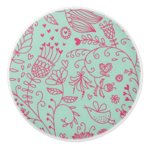 Bouton De Porte En Céramique Motif floral mignon d'été