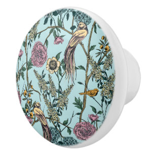 Bouton De Porte En Céramique Motif floral sans couture de style William Morris