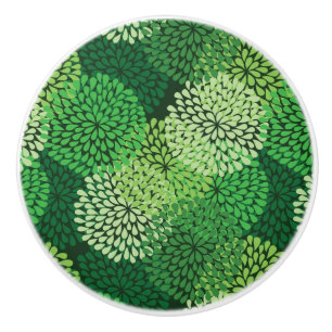 Bouton De Porte En Céramique Motif floral vert