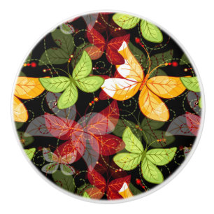 Bouton De Porte En Céramique Motif foncé d'automne