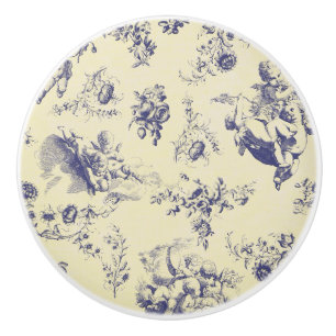 Bouton De Porte En Céramique Motif français bleu d'ange de pays de Toile
