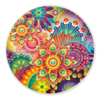 Bouton De Porte En Céramique Motif funky rétro Abstrait Bohème