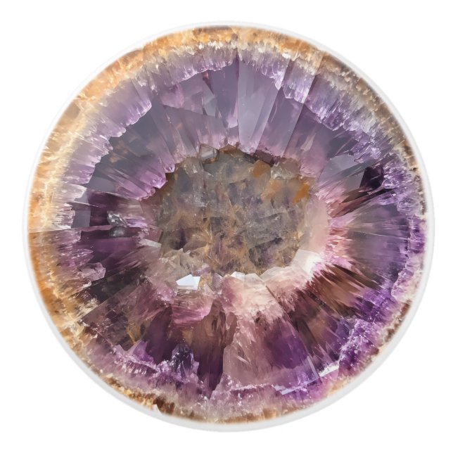 Bouton De Porte En Céramique Motif Gem naturel Amethyst (Devant)