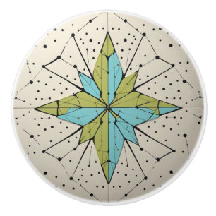 Bouton De Porte En Céramique Motif géométrique atomique moderne du milieu du si