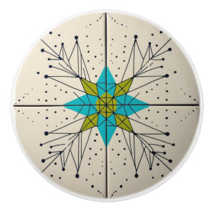 Bouton De Porte En Céramique Motif géométrique atomique rétro moderne du milieu