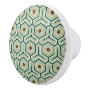 Bouton De Porte En Céramique Motif géométrique avec des hexagones imbriqués