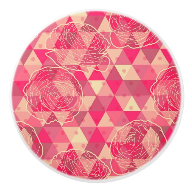 Bouton De Porte En Céramique Motif géométrique de fleur (Devant)