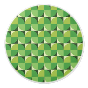 Bouton De Porte En Céramique Motif géométrique moderne du milieu du siècle vert