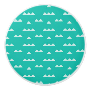 Bouton De Porte En Céramique Motif géométrique moderne Montagnes bleues et blan