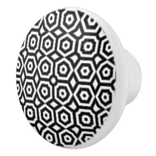 Bouton De Porte En Céramique Motif géométrique noir et blanc
