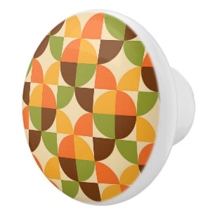 Bouton De Porte En Céramique Motif géométrique rétro milieu mod automne