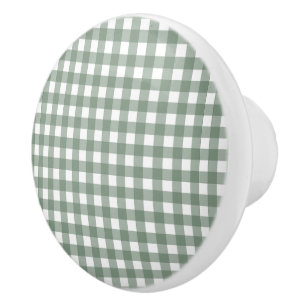 Bouton De Porte En Céramique Motif Gingham de Maison de Campagne 