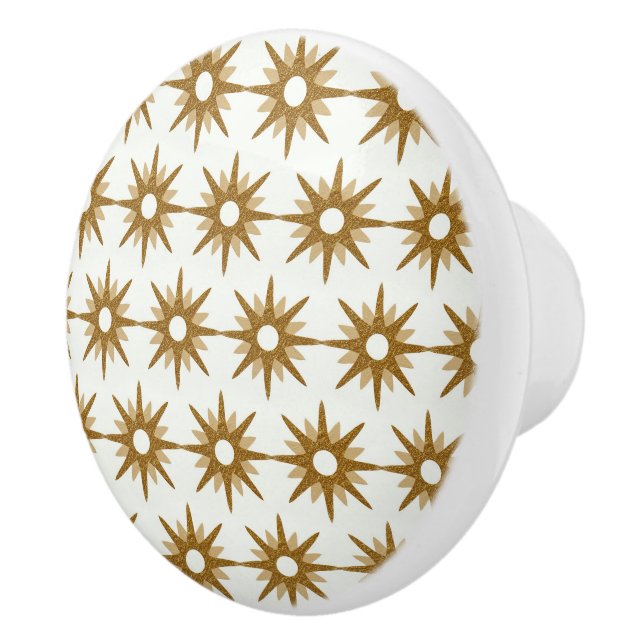 Bouton De Porte En Céramique Motif Gold Starburst (Droite)
