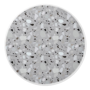 Bouton De Porte En Céramique Motif Grey Terrazzo