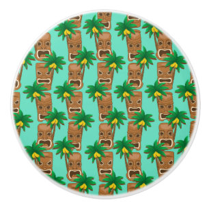 Bouton De Porte En Céramique Motif hawaïen de répétition de Tiki