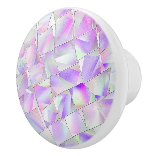 Bouton De Porte En Céramique Motif holographique rose et violet (Droite)
