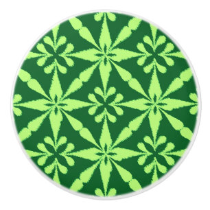 Bouton De Porte En Céramique Motif Ikat Star - Vert foncé