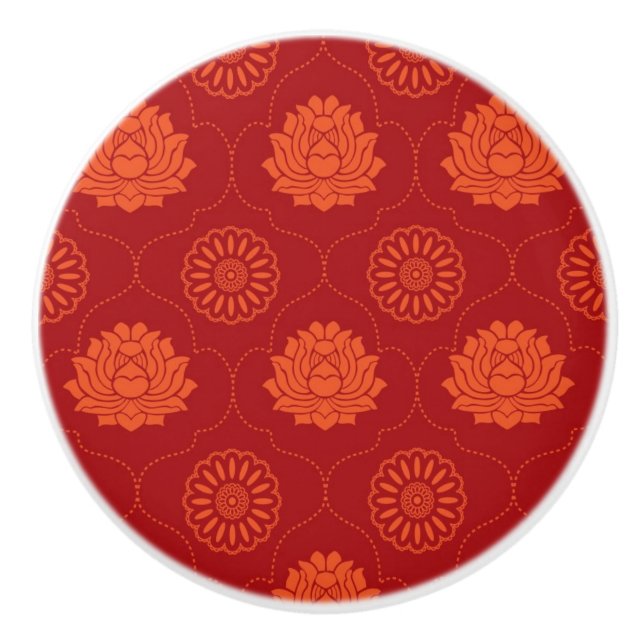 Bouton De Porte En Céramique Motif indien (Devant)