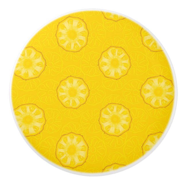 Bouton De Porte En Céramique Motif jaune de tranches d'ananas (Devant)