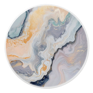 Bouton De Porte En Céramique Motif Marbre de Nature Pastel