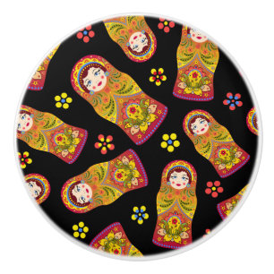 Bouton De Porte En Céramique Motif Matreshka