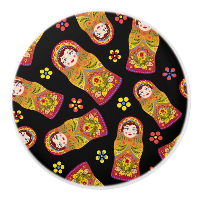 Bouton De Porte En Céramique Motif Matreshka (Devant)