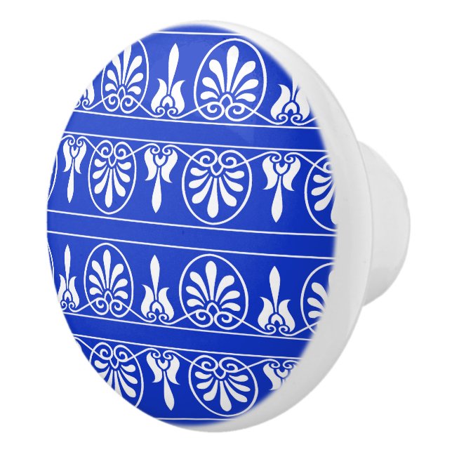Bouton De Porte En Céramique Motif méditerranéen grec Arabesque bleu (Droite)